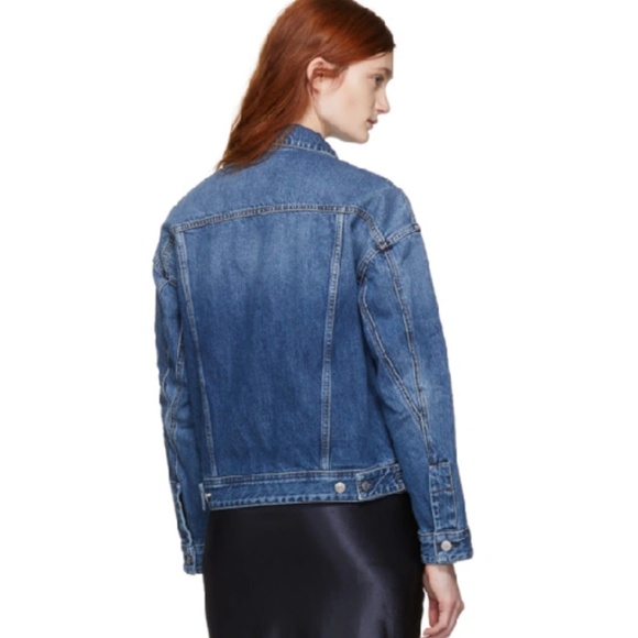 Acne Studio Blä Konst Lamp Denim Jacket in Mid Blue - Picture 12 of 12